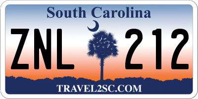SC license plate ZNL212
