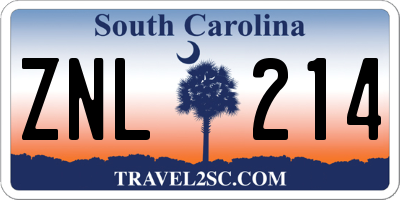 SC license plate ZNL214
