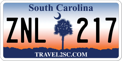 SC license plate ZNL217