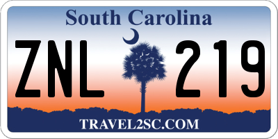 SC license plate ZNL219