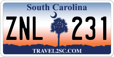 SC license plate ZNL231