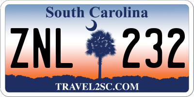 SC license plate ZNL232
