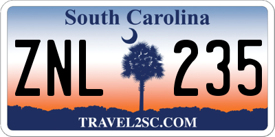 SC license plate ZNL235