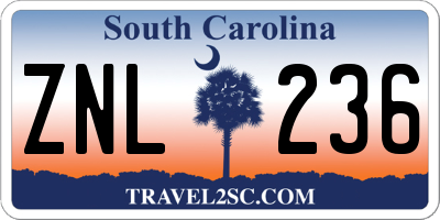 SC license plate ZNL236