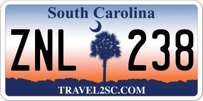 SC license plate ZNL238
