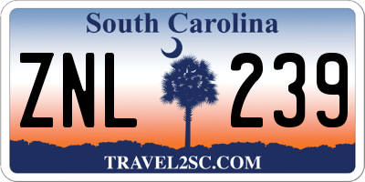 SC license plate ZNL239