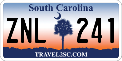 SC license plate ZNL241