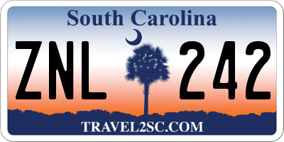 SC license plate ZNL242