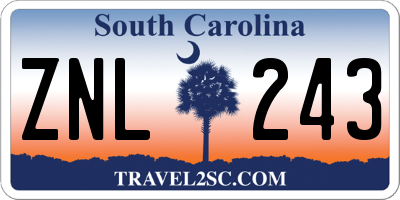 SC license plate ZNL243