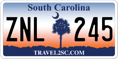 SC license plate ZNL245