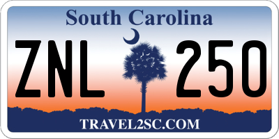 SC license plate ZNL250