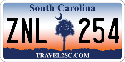 SC license plate ZNL254