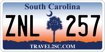 SC license plate ZNL257
