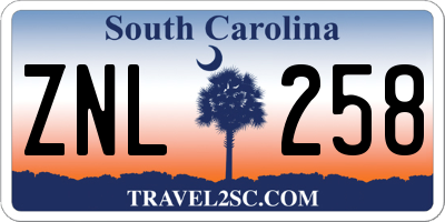 SC license plate ZNL258