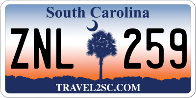 SC license plate ZNL259
