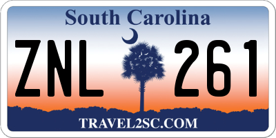 SC license plate ZNL261