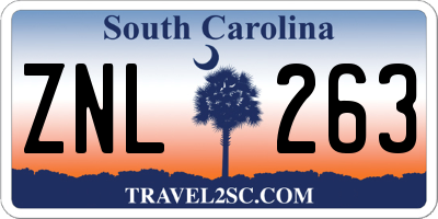 SC license plate ZNL263