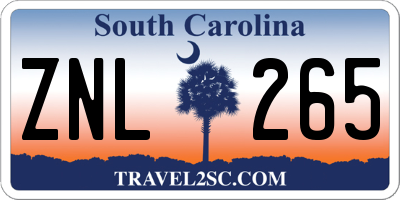 SC license plate ZNL265