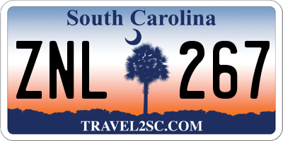 SC license plate ZNL267