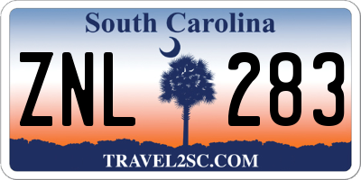 SC license plate ZNL283
