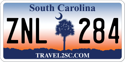 SC license plate ZNL284