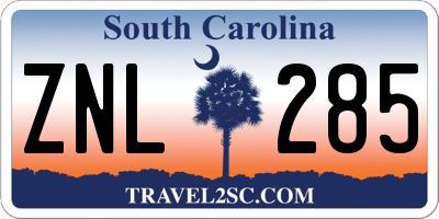 SC license plate ZNL285