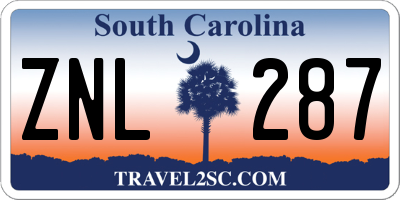 SC license plate ZNL287