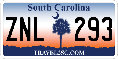 SC license plate ZNL293
