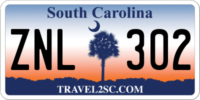 SC license plate ZNL302