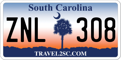 SC license plate ZNL308