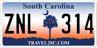SC license plate ZNL314