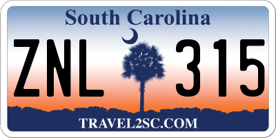 SC license plate ZNL315
