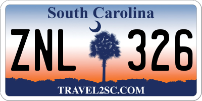 SC license plate ZNL326