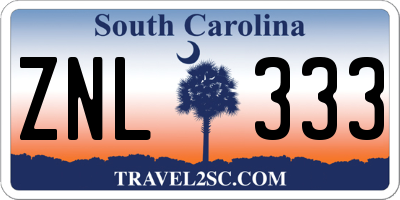 SC license plate ZNL333