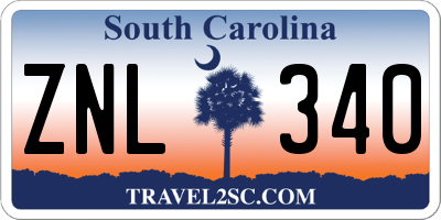 SC license plate ZNL340