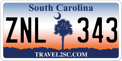 SC license plate ZNL343