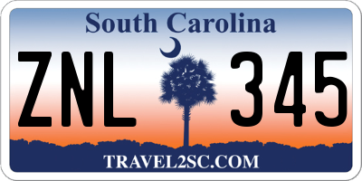 SC license plate ZNL345
