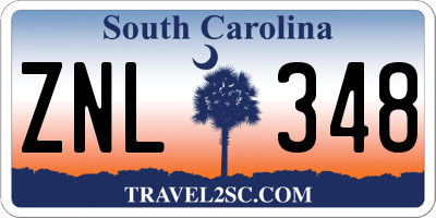 SC license plate ZNL348