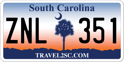 SC license plate ZNL351