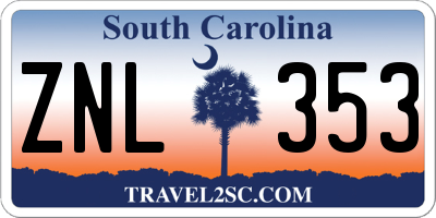 SC license plate ZNL353