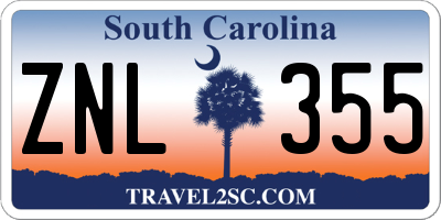 SC license plate ZNL355