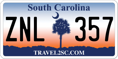 SC license plate ZNL357
