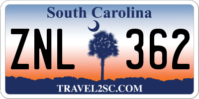 SC license plate ZNL362
