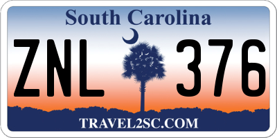 SC license plate ZNL376