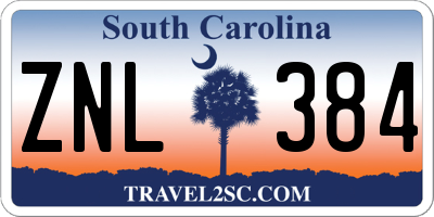 SC license plate ZNL384