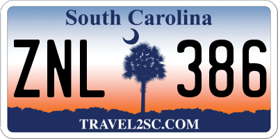 SC license plate ZNL386