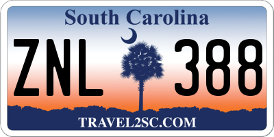 SC license plate ZNL388