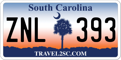 SC license plate ZNL393