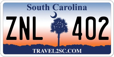 SC license plate ZNL402