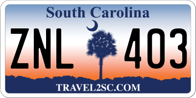 SC license plate ZNL403